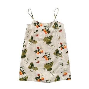 Abercrombie & Fitch Tall Linen Blend Button Skort Tan Fruit Print Medium